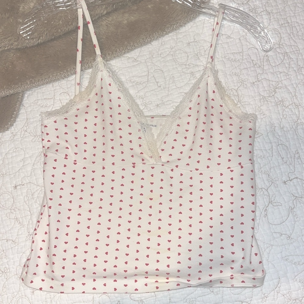 Brandy Melville Heart Lace Tank